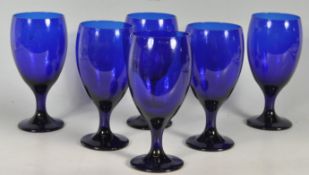 SIX BRISTOL BLUE STYLE WINE GLASSES