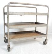 MID 20TH CENTURY METAL FACTORY INDUSTRIAL TWO TIER TROLLEY