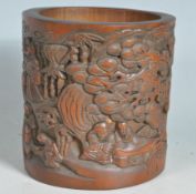 20TH CENTURY CHINESE ORIENTAL CARVED BAMBOO BRUSH POT