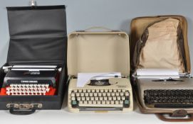 THREE VINTAGE RETRO 20TH CENTURY TYPEWRITERS