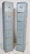 PAIR OF VINTAGE INDUSTRIAL FACTORY FIVE DOOR LOCKER CABINETS