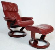 CONTEMPORARY EKORNES STRESSLESS LEATHER RECLINING ARMCHAIR