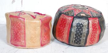 TWO MORROCAN NORTH AFRICAN LEATHER FOOTSTOOLS