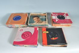 MIXED GROUP OF 90+ 45 RPM SINGLES AND EP'S SOME WITH PICTURE SELEVES