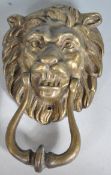 VICTORIAN ANTIQUE STYLE BRASS LION HEAD DOOR KNOCKER