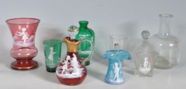 COLLECTION OF EARLY 20TH CENTURY MARY GREGORY STYLE GLASS