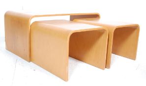 RETRO 1970'S BENT TEAK PLY LAMINATED NEST OF TABLE