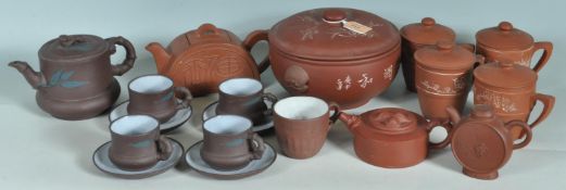 TWO CHINESE ORIENTAL TERRACOTTA TEA SET