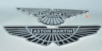 TWO VINTAGE STYLE 20TH CENTURY CAST ALUMINIUM ADVERTISING PLAQUES