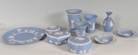 COLLECTION OF BLUE WEDGWOOD JASPERWARE