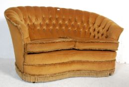 VICTORIAN STYLE YELLOW FABRIC TWO SEATER SOFA SETTEE