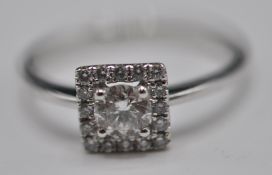 18CT GOLD WHITE GOLD DRESS RING WITH DIAMONDS OF APPROX 55 POINTS