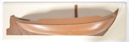 20TH CENTURY PAINTED NAUTICAL SHIPWRIGHTS HALF HULL DISPLAY