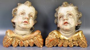 PAIR OF 18TH CENTURY CARVED GESSO WOOD CHERUBS