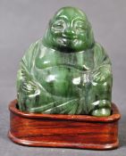 20TH CENTURY CHINESE SPINACH GREEN NEPHRITE JADE BUDDHA FIGURINE