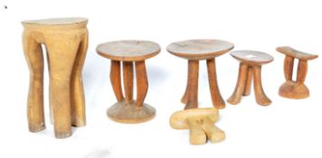 COLLECTION OF ANTIQUE AFRICAN TRIBAL STOOLS / HEADRESTS