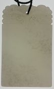 IMPORTANT CHINESE WHITE JADEITE CARVED PANEL PENDANT
