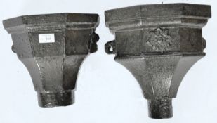 PAIR OF VICTORIAN CAST IRON HOPPERS / PLANTERS