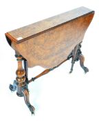 ANTIQUE VICTORIAN BURR WALNUT SUTHERLAND TABLE