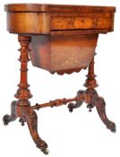 ANTIQUE 19TH CENTURY WALNUT GAMES TABLE WORK BOX