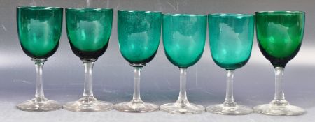 ANTIQUE GEORGIAN BRISTOL GREEN DRINKING GLASSES