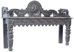 19TH CENTURY JACOBEAN REVIVAL EBONISED OAK BENCH SEAT