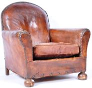 EARLY 20TH CENTURY ART DECO LEATHER CLUB ARMCHAIR