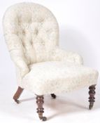 ANTIQUE 19TH CENTURY VICTORIAN BUTTON BACK NURSING CHAUR