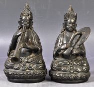 PAIR OF CHINESE TIBETAN SEATED BUDDHA FIGURINES
