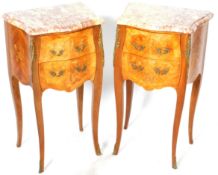 MATCHING PAIR OF FRENCH WALNUT BEDSIDE CHESTS