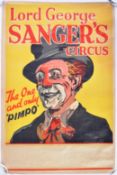 LORD GEORGE SANGER'S CIRCUS - 1940S - PIMPO THE CLOWN ORIGINAL POSTER