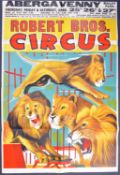 ROBERT BROS CIRCUS - 1960S - SCARCE ORIGINAL CIRCUS ADVERTISING POSTER