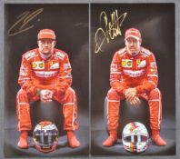 FORMULA 1 - FERRARI - KIMI RAIKKONEN & SEBASTIAN VETTEL AUTOGRAPH CARDS