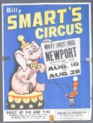 BILLY SMART'S CIRCUS - ORIGINAL 1960S CIRCUS ADVERTISING POSTER