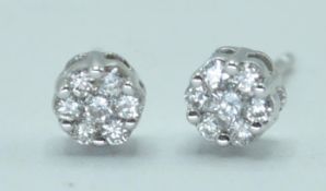 PAIR OF DIAMOND AND WHITE GOLD CLUSTER EARRINGS