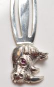 STAMPED STERLING SILVER RHINO BOOK MARK.
