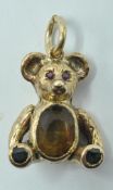 9CT GOLD GEM SET TEDDY BEAR CHARM