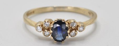 9CT GOLD SAPPHIRE AND DIAMOND RING