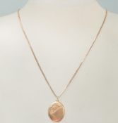 9CT GOLD BOX LINK NECKLACE CHAIN WITH OVAL LOCKET