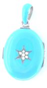 VICTORIAN ENAMEL AND SPLIT PEARL PENDANT LOCKET