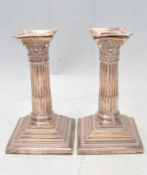 1905 EDWARDIAN CORINTHIAN STYLE SILVER CANDLESTICKS