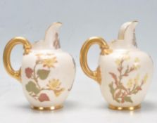 ANTIQUE VICTORIAN 19TH CENTURY ROYAL WORCESTER BLUSH IVORY JUGS
