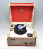 TWO TONE DANSETTE TEMPO RECORD PLAYER AND 45RPM RECORDS