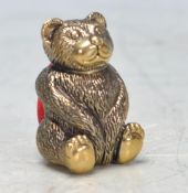VINTAGE STYLE BRASS TEDDY BEAR PIN CUSHION.