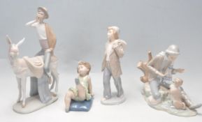 FOUR SPANISH CERAMIC FIGURINES BY LLADRO AND NAO