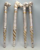 COLLECTION OF FOUR VINTAGE 20TH CENTURY TRIBAL STAFFS