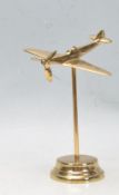 VINTAGE BRASS TRENCH ART SPITFIRE PLANE