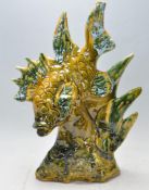 RETRO VINTAGE 20TH CENTURY GLAZED CERAMIC CHINESE FISH ORNAMENT