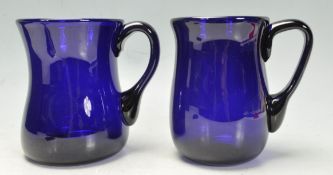 BRISTOL BLUE GLASS - PAIR OF TANKARDS IN ORIGINAL BOX