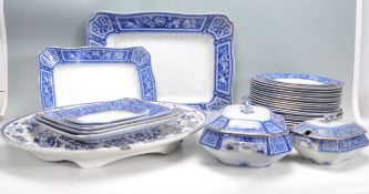 LARGE BLUE AND WHITE DINNER SERVICE BY F & SONS LTD